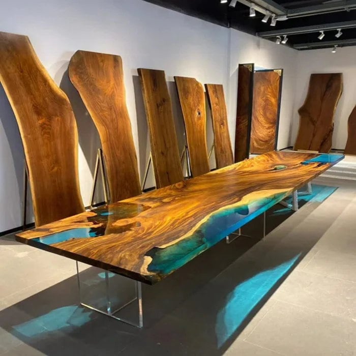 Customized Large Epoxy Table, Unique Green Resin, Dining Table for 2, 4, 6, 8, Living Room Table Epoxy Coffee Table Top, Resin Bar Counter - resinhomefurniture