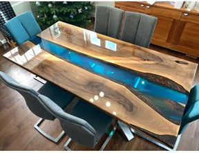 Customized Large Epoxy Table,Blue Resin River Look, Resin Dining Table for 2, 4, 6, 8, Epoxy Coffee Table, Living Room Table, Home décor - resinhomefurniture