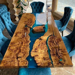 Customized Large Epoxy Table,Blue River Look, Resin Dining Table for 2, 4, 6, 8, Epoxy Coffee Table, Living Room Table, Home décor - resinhomefurniture