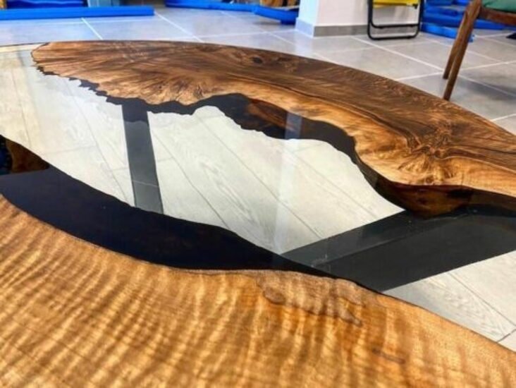 Customized Resin Epoxy Round Top Table, Solid Wooden Clear, Epoxy Resin, Epoxy River Round Top, Kitchen Top, Live Edge, 30 x 30 Inches - resinhomefurniture