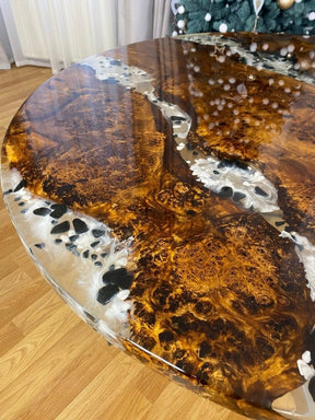 Customized Round Clear Epoxy Resin Dining Table Coffee Table Centre Table Live Edge Table Console Table Living Room Table Study Table Patio Table End/Side Table - resinhomefurniture