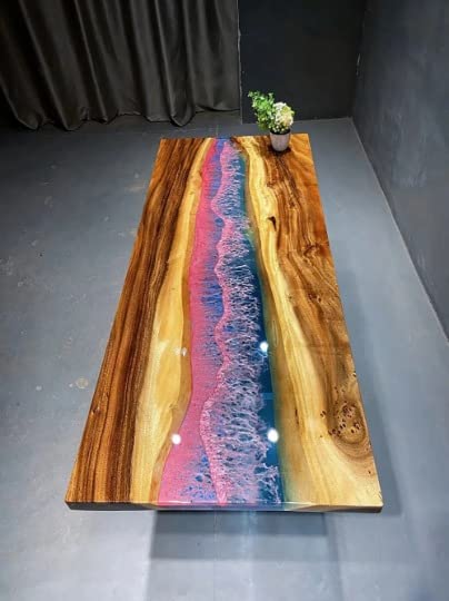 Epoxy Table Top Fully Customised Thick Resin River Table Indoor Outdoor Coffee Table Top Wooden Dining Table Top (16.5" Inches Tall, 36 x 20 Inches) - resinhomefurniture