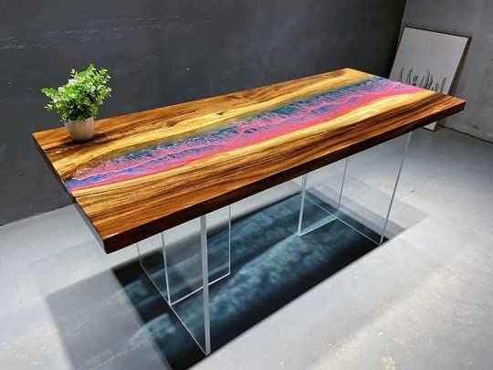 Epoxy Table Top Fully Customised Thick Resin River Table Indoor Outdoor Coffee Table Top Wooden Dining Table Top (16.5" Inches Tall, 36 x 20 Inches) - resinhomefurniture