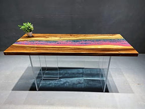 Epoxy Table Top Fully Customised Thick Resin River Table Indoor Outdoor Coffee Table Top Wooden Dining Table Top (16.5" Inches Tall, 48 x 24 Inches) - resinhomefurniture