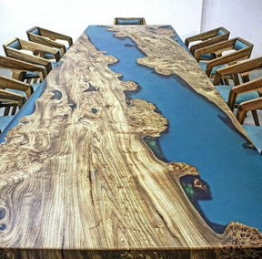 Personalized Large EPOXY Table, Resin Dining Table for 2, 4, 6, 8 Big River, Wood Epoxy Coffee Table Top, Living Room Table - resinhomefurniture