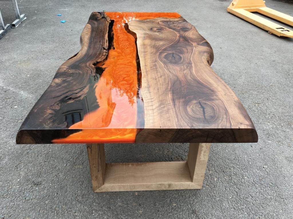 Personalized Large EPOXY Table, Resin Dining Table for 2, 4, 6, 8 Lava River, Wood Epoxy Coffee Table Top, Living Room Table - resinhomefurniture