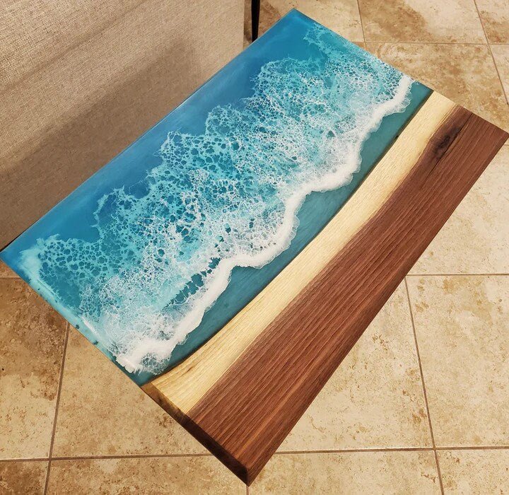 Personalized Large EPOXY Table, Resin Dining Table for 2, 4, 6, 8 Ocean Look Wood Epoxy Coffee Table Top, Living Room Table - resinhomefurniture