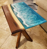 Personalized Large EPOXY Table, Resin Dining Table for 2, 4, 6, 8 Ocean Look Wood Epoxy Coffee Table Top, Living Room Table - resinhomefurniture