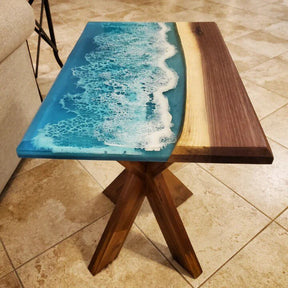 Personalized Large EPOXY Table, Resin Dining Table for 2, 4, 6, 8 Ocean Look Wood Epoxy Coffee Table Top, Living Room Table - resinhomefurniture