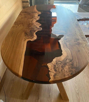 Personalized Large EPOXY Table, Resin Dining Table for 2, 4, 6, 8 Oval Sheap, Wood Epoxy Coffee Table Top, Living Room Table - resinhomefurniture