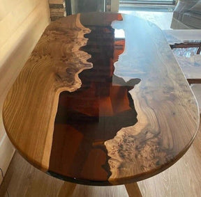 Personalized Large EPOXY Table, Resin Dining Table for 2, 4, 6, 8 Oval Sheap, Wood Epoxy Coffee Table Top, Living Room Table - resinhomefurniture