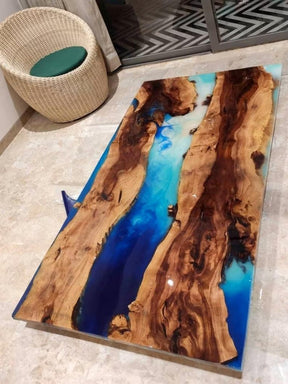 Personalized LARGE EPOXY TABLE, Resin Dining Table For 2 , 4 , 6, 8 River Dining Table Top, Wood Epoxy Coffee Table Top, Living Room Table - resinhomefurniture