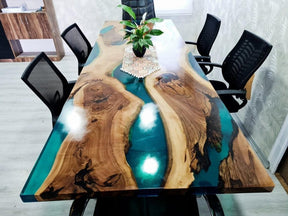 Personalized LARGE EPOXY TABLE, Resin Dining Table For 2 , 4 , 6, 8 River Dining Table Top, Wood Epoxy Coffee Table Top, Living Room Table - resinhomefurniture