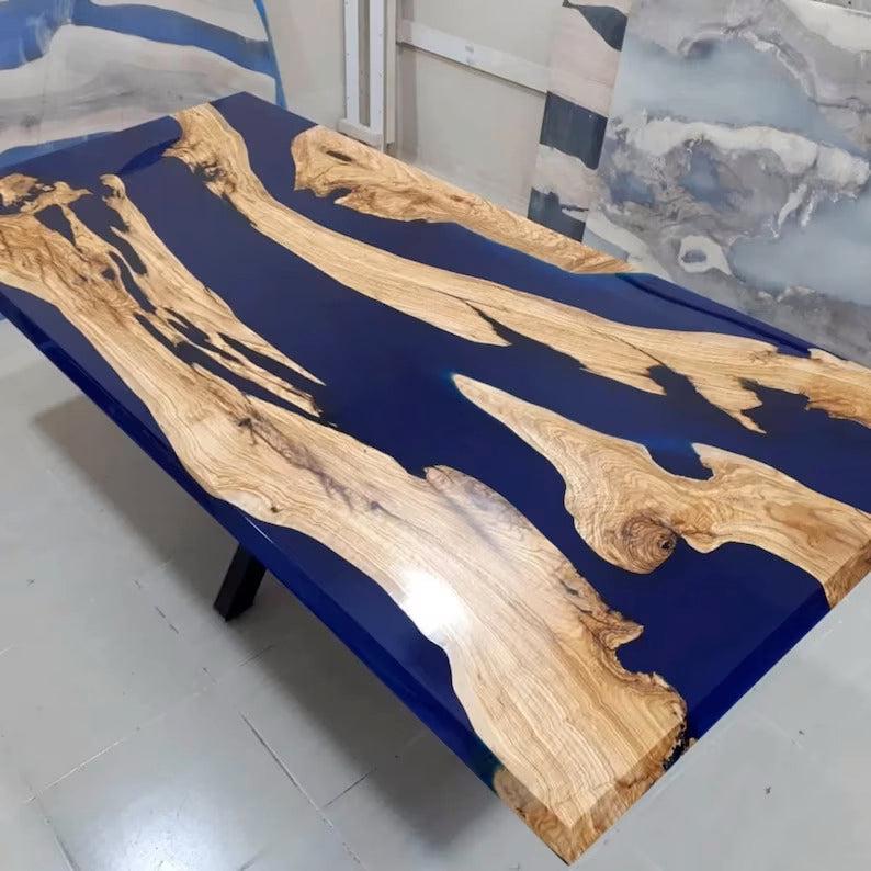 Personalized LARGE EPOXY TABLE, Resin Dining Table For 2 , 4 , 6, 8 River Dining Table Top, Wood Epoxy Coffee Table Top, Living Room Table - resinhomefurniture