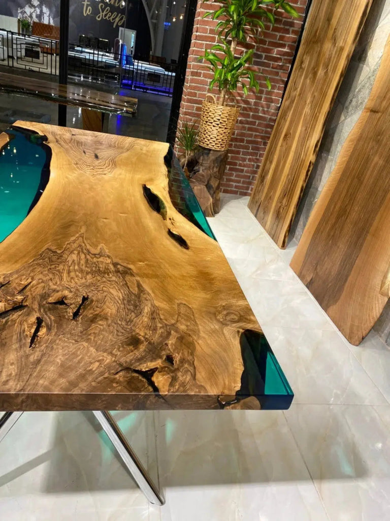 Personalized LARGE EPOXY TABLE, Resin Dining Table For 2 , 4 , 6, 8 River Dining Table Top, Wood Epoxy Coffee Table Top, Living Room Table - resinhomefurniture