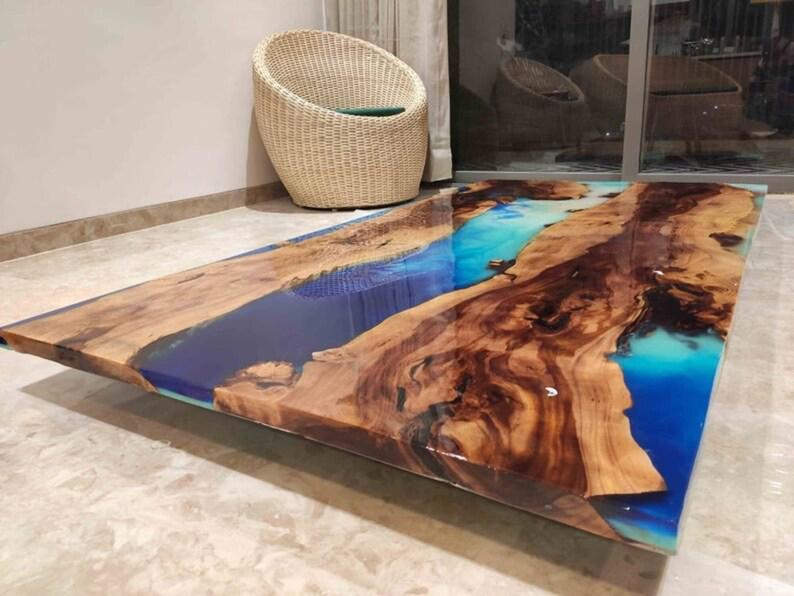 Personalized LARGE EPOXY TABLE, Resin Dining Table For 2 , 4 , 6, 8 River Dining Table Top, Wood Epoxy Coffee Table Top, Living Room Table - resinhomefurniture