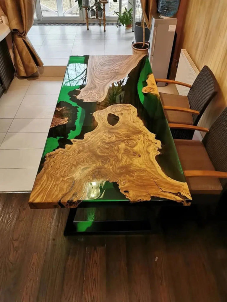 Personalized LARGE EPOXY TABLE, Resin Dining Table For 2 , 4 , 6, 8 River Dining Table Top, Wood Epoxy Coffee Table Top, Living Room Table - resinhomefurniture