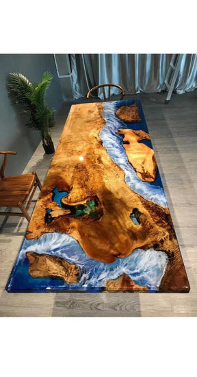 Personalized LARGE EPOXY TABLE, Resin Dining Table For 2 , 4 , 6, 8 River Dining Table Top, Wood Epoxy Coffee Table Top, Living Room Table - resinhomefurniture