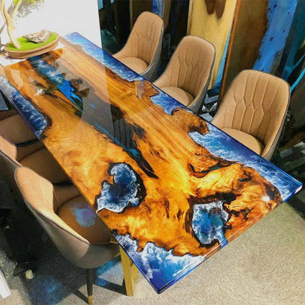 Personalized LARGE EPOXY TABLE, Resin Dining Table For 2 , 4 , 6, 8 River Dining Table Top, Wood Epoxy Coffee Table Top, Living Room Table - resinhomefurniture