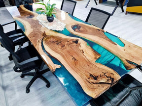 Personalized LARGE EPOXY TABLE, Resin Dining Table For 2 , 4 , 6, 8 River Dining Table Top, Wood Epoxy Coffee Table Top, Living Room Table - resinhomefurniture