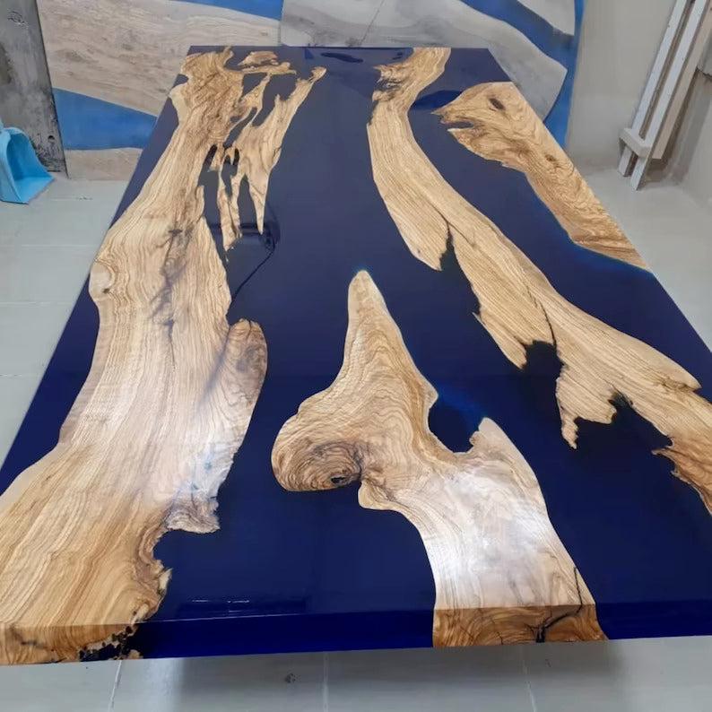 Personalized LARGE EPOXY TABLE, Resin Dining Table For 2 , 4 , 6, 8 River Dining Table Top, Wood Epoxy Coffee Table Top, Living Room Table - resinhomefurniture