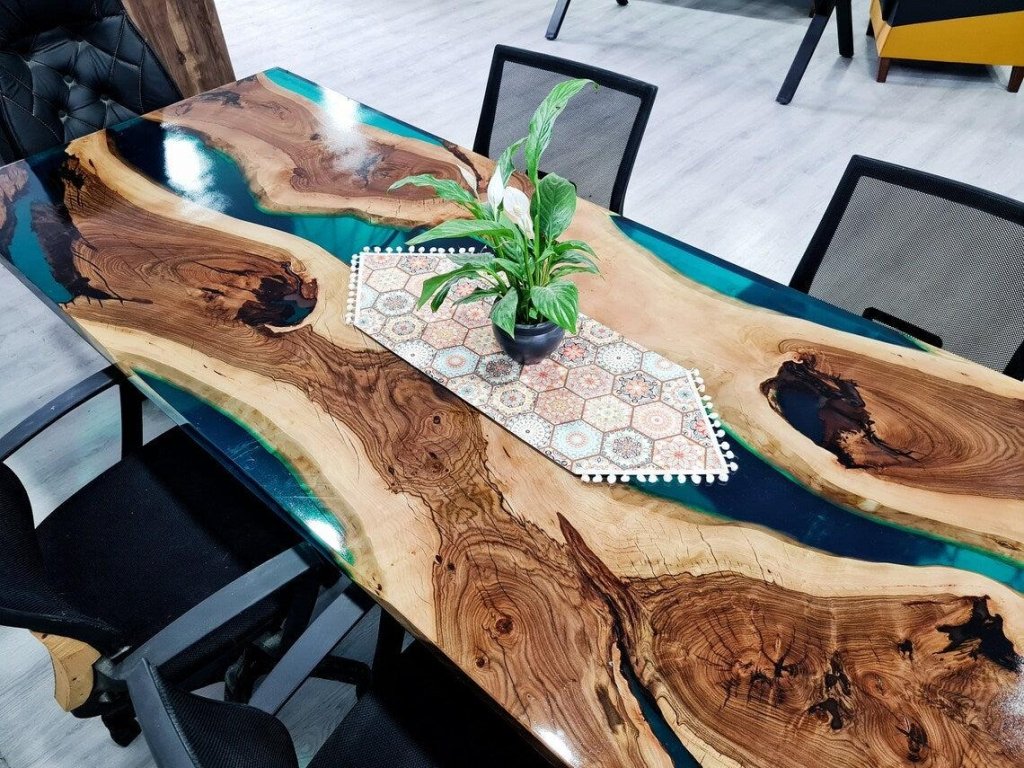 Personalized LARGE EPOXY TABLE, Resin Dining Table For 2 , 4 , 6, 8 River Dining Table Top, Wood Epoxy Coffee Table Top, Living Room Table - resinhomefurniture