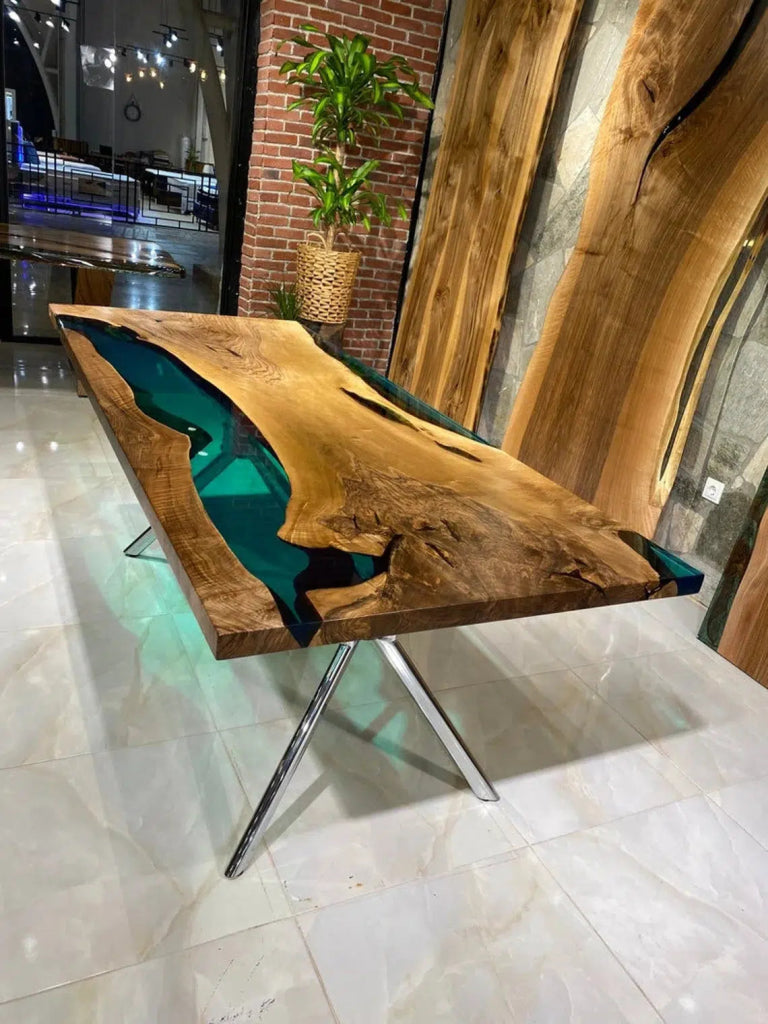 Personalized LARGE EPOXY TABLE, Resin Dining Table For 2 , 4 , 6, 8 River Dining Table Top, Wood Epoxy Coffee Table Top, Living Room Table - resinhomefurniture