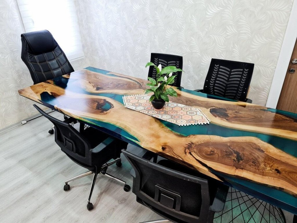 Personalized LARGE EPOXY TABLE, Resin Dining Table For 2 , 4 , 6, 8 River Dining Table Top, Wood Epoxy Coffee Table Top, Living Room Table - resinhomefurniture