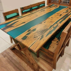 Personalized LARGE EPOXY TABLE, Resin Dining Table For 2 , 4 , 6, 8 River Dining Table Top, Wood Epoxy Coffee Table Top, Living Room Table - resinhomefurniture