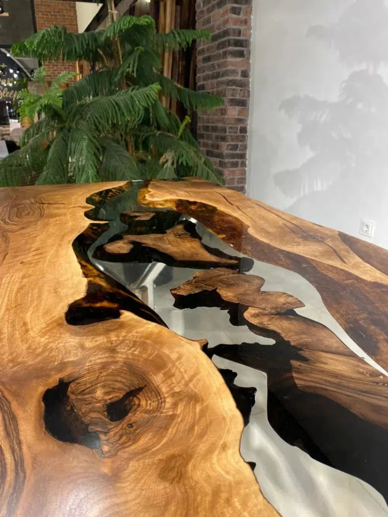 Personalized LARGE EPOXY TABLE, Resin Dining Table For 2 , 4 , 6, 8 River Dining Table Top, Wood Epoxy Coffee Table Top, Living Room Table Top - resinhomefurniture