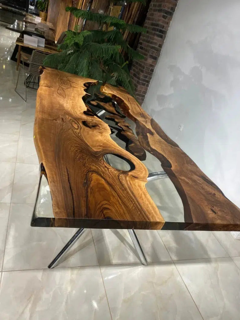 Personalized LARGE EPOXY TABLE, Resin Dining Table For 2 , 4 , 6, 8 River Dining Table Top, Wood Epoxy Coffee Table Top, Living Room Table Top - resinhomefurniture