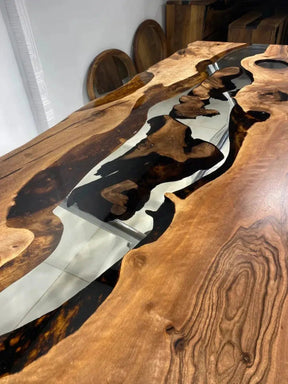 Personalized LARGE EPOXY TABLE, Resin Dining Table For 2 , 4 , 6, 8 River Dining Table Top, Wood Epoxy Coffee Table Top, Living Room Table Top - resinhomefurniture