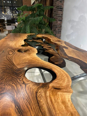 Personalized LARGE EPOXY TABLE, Resin Dining Table For 2 , 4 , 6, 8 River Dining Table Top, Wood Epoxy Coffee Table Top, Living Room Table Top - resinhomefurniture