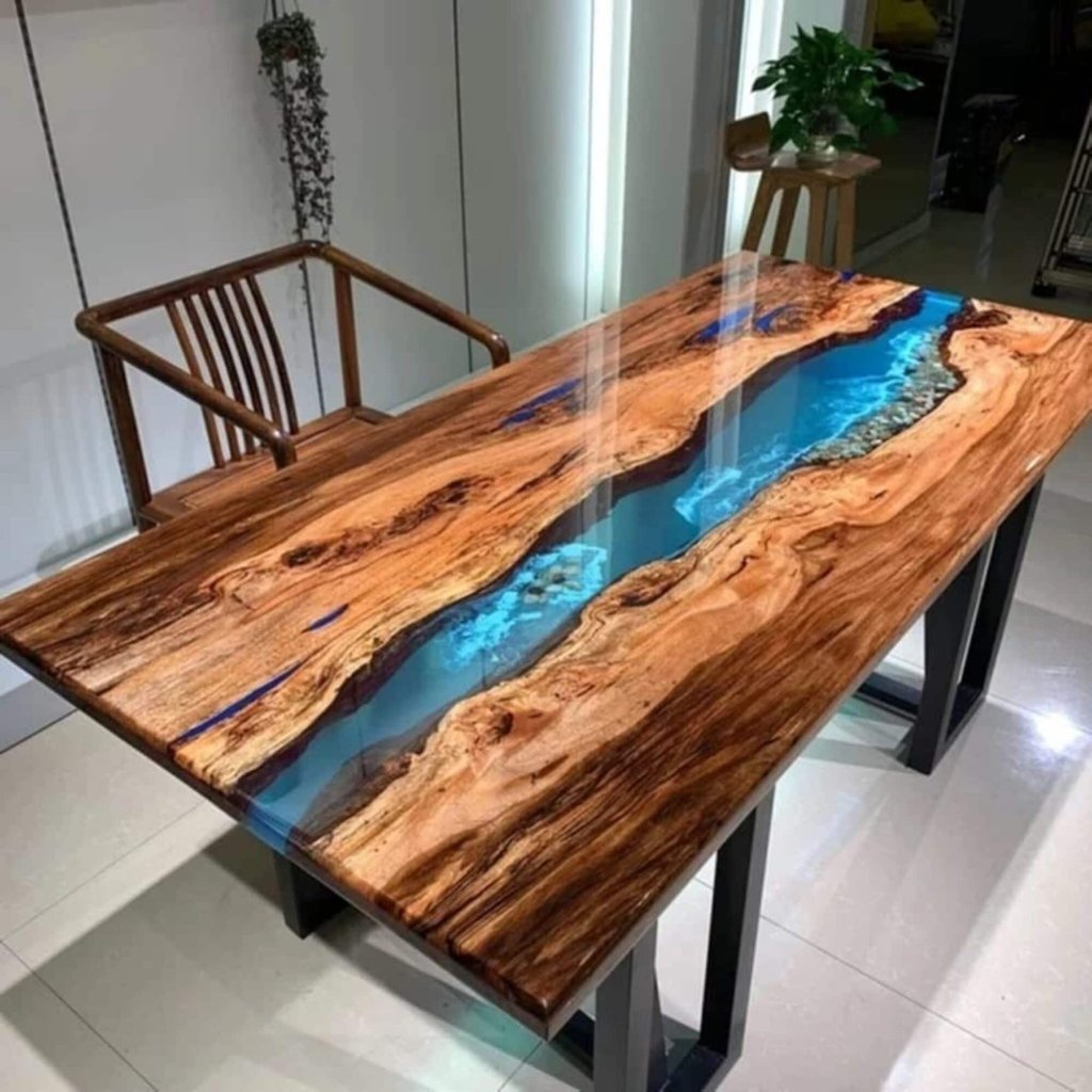 Personalized Large EPOXY Table, Resin Dining Table for 2, 4, 6, 8 River Dining Table, Wood Epoxy Coffee Table Top, Living Room Table - resinhomefurniture