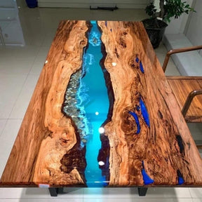 Personalized Large EPOXY Table, Resin Dining Table for 2, 4, 6, 8 River Dining Table, Wood Epoxy Coffee Table Top, Living Room Table - resinhomefurniture