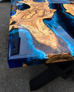 Personalized Large EPOXY Table, Resin Dining Table for 2, 4, 6, 8 River, Wood Epoxy Coffee Table Top, Living Room Table - resinhomefurniture