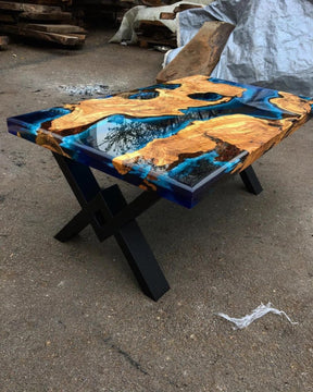 Personalized Large EPOXY Table, Resin Dining Table for 2, 4, 6, 8 River, Wood Epoxy Coffee Table Top, Living Room Table - resinhomefurniture