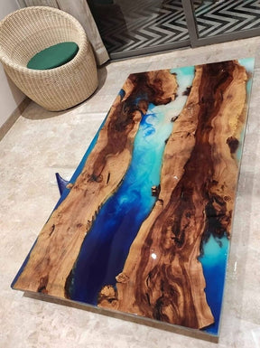 Personalized Large EPOXY Table, Resin Dining Table for 2, 4, 6, 8 River, Wood Epoxy Coffee Table Top, Living Room Table - resinhomefurniture