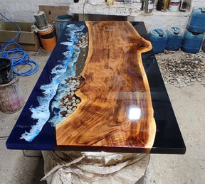 Personalized Large EPOXY Table, Resin Dining Table for 2, 4, 6, 8 River, Wood Epoxy Coffee Table Top, Living Room Table - resinhomefurniture