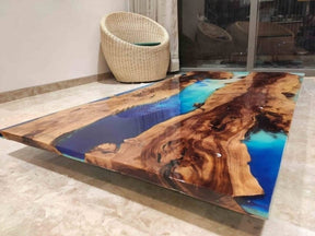 Personalized Large EPOXY Table, Resin Dining Table for 2, 4, 6, 8 River, Wood Epoxy Coffee Table Top, Living Room Table - resinhomefurniture