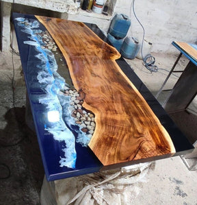 Personalized Large EPOXY Table, Resin Dining Table for 2, 4, 6, 8 River, Wood Epoxy Coffee Table Top, Living Room Table - resinhomefurniture