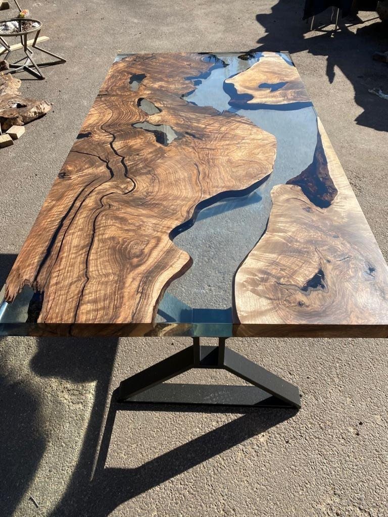 Personalized Large EPOXY Table, Resin Dining Table for 2, 4, 6, 8 Transparent , Wood Epoxy Coffee Table Top, Living Room Table - resinhomefurniture