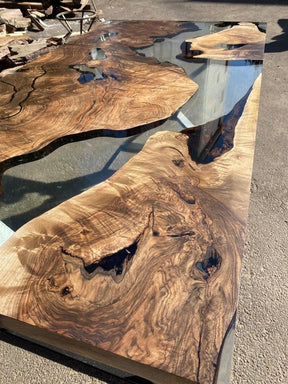 Personalized Large EPOXY Table, Resin Dining Table for 2, 4, 6, 8 Transparent , Wood Epoxy Coffee Table Top, Living Room Table - resinhomefurniture