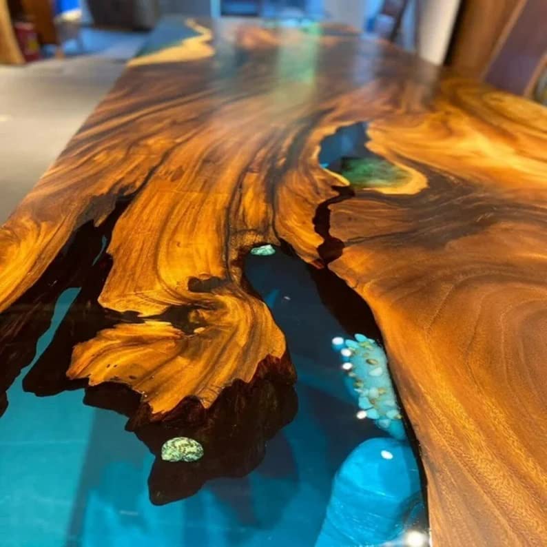 Personalized Large Fully Customised EPOXY Table Top, Resin River Dining Table Top for 2, 4, 6, 8, Wood Epoxy Coffee Table Top, Living Room Table Top - resinhomefurniture