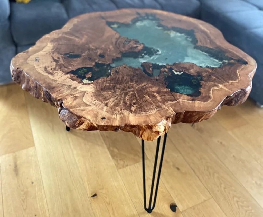 Personalized Natural Wood Epoxy Resin Round Coffee Table Living Room Table Side Table Kitchen Table Centre Table End/Side Table Patio Table Home Decor Wooden Table - resinhomefurniture