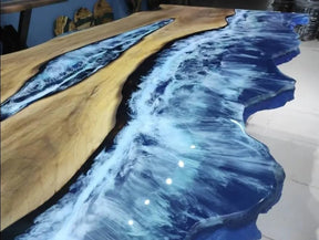 Personalized Ocean Sea River Epoxy Resin Dining Table Living Room Table Resin Table for 2, 4, 6, 8 Living Room Table Console Table Bar Counter Home Décor - resinhomefurniture