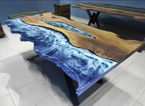 Personalized Ocean Sea River Epoxy Resin Dining Table Living Room Table Resin Table for 2, 4, 6, 8 Living Room Table Console Table Bar Counter Home Décor - resinhomefurniture