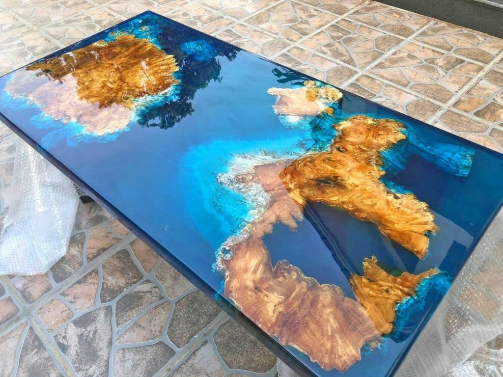 River Table Epoxy Dining Table Resin Coffee Table for 2, 4, 6, 8 Blue Ocean Table Living Room Table Epoxy Table Top Wall Art Home D?cor - resinhomefurniture