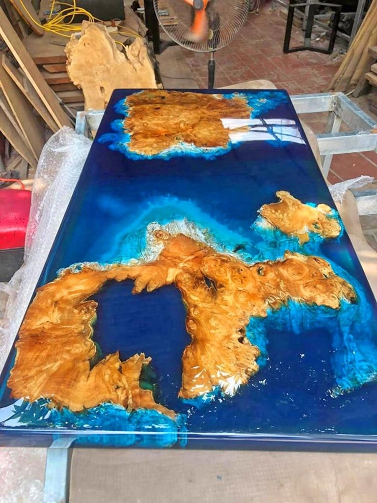 River Table Epoxy Dining Table Resin Coffee Table for 2, 4, 6, 8 Blue Ocean Table Living Room Table Epoxy Table Top Wall Art Home D?cor - resinhomefurniture