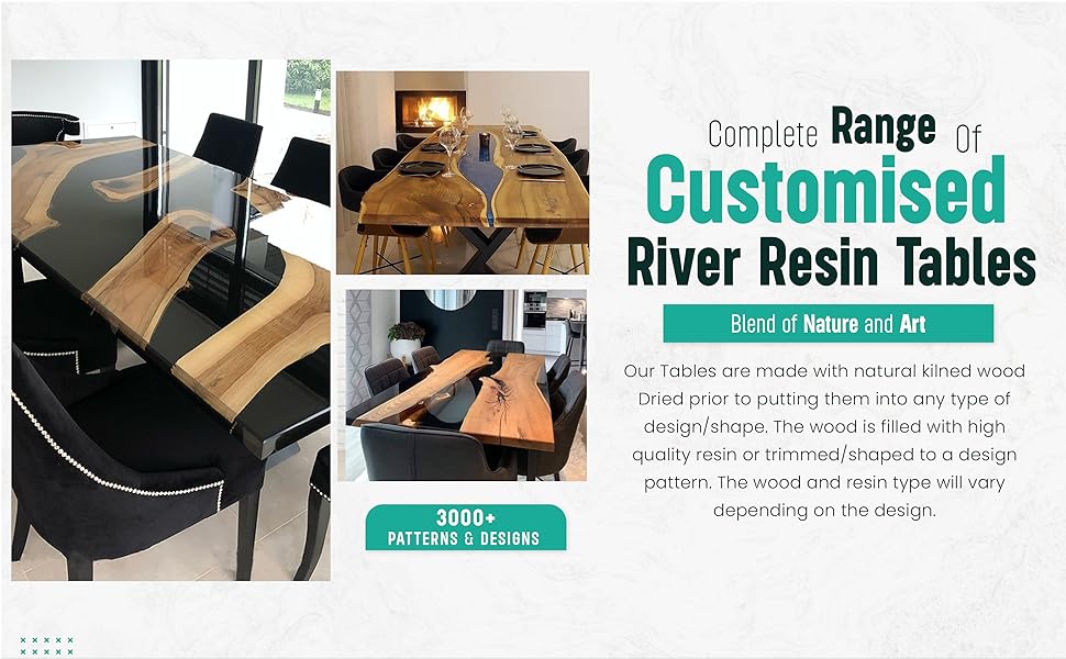 River Table Epoxy Dining Table Resin Coffee Table with Stones Feel Ocean Table Living Room for 2, 4, 6, 8 Epoxy Table Top Home Décor Side Table End Table - resinhomefurniture